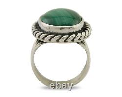 Navajo Ring 925 Silver Natural Malachite Native American Artist C. 80's