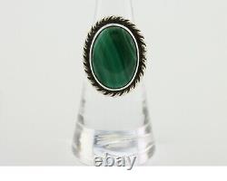 Navajo Ring 925 Silver Natural Malachite Native American Artist C. 80's