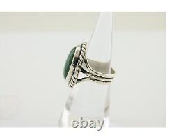 Navajo Ring 925 Silver Natural Malachite Native American Artist C. 80's