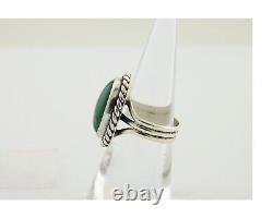 Navajo Ring 925 Silver Natural Malachite Native American Artist C. 80's