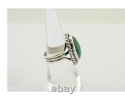 Navajo Ring 925 Silver Natural Malachite Native American Artist C. 80's