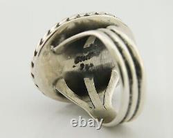 Navajo Ring 925 Silver Natural Malachite Native American Artist C. 80's