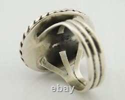 Navajo Ring 925 Silver Natural Malachite Native American Artist C. 80's