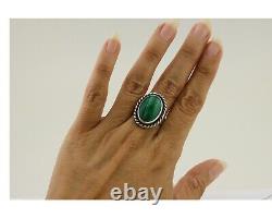 Navajo Ring 925 Silver Natural Malachite Native American Artist C. 80's