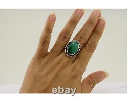 Navajo Ring 925 Silver Natural Malachite Native American Artist C. 80's