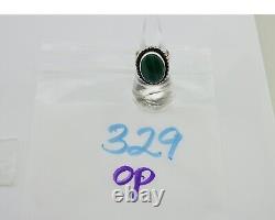 Navajo Ring 925 Silver Natural Malachite Native American Artist C. 80's