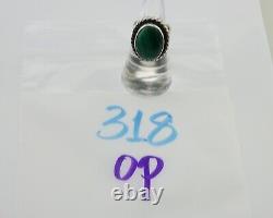 Navajo Ring 925 Silver Natural Malachite Native American Artist C. 80's