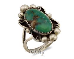 Navajo Ring. 925 Silver Natural Turquoise Native American Artist C. 1980's