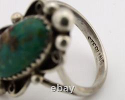 Navajo Ring. 925 Silver Natural Turquoise Native American Artist C. 1980's