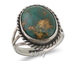 Navajo Ring 925 Silver Natural Turquoise Native American Artist C. 80's