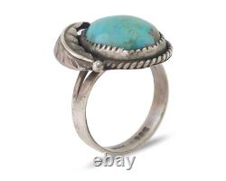 Navajo Ring 925 Silver Natural Turquoise Native American Artist C. 80's