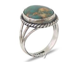 Navajo Ring 925 Silver Natural Turquoise Native American Artist C. 80's