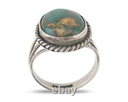 Navajo Ring 925 Silver Natural Turquoise Native American Artist C. 80's