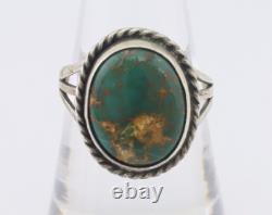 Navajo Ring 925 Silver Natural Turquoise Native American Artist C. 80's