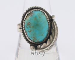 Navajo Ring 925 Silver Natural Turquoise Native American Artist C. 80's