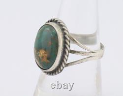 Navajo Ring 925 Silver Natural Turquoise Native American Artist C. 80's