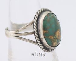 Navajo Ring 925 Silver Natural Turquoise Native American Artist C. 80's