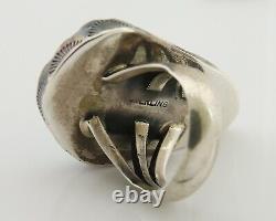 Navajo Ring 925 Silver Natural Turquoise Native American Artist C. 80's