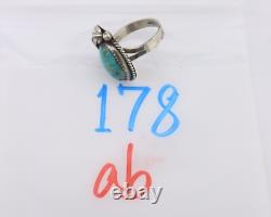 Navajo Ring 925 Silver Natural Turquoise Native American Artist C. 80's