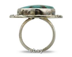 Navajo Ring 925 Silver Natural Turquoise Native Artist Signed KH C. 80's