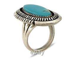 Navajo Ring. 925 Silver Nevada Turquoise Native American Artist C. 1980's