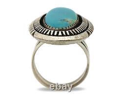 Navajo Ring. 925 Silver Nevada Turquoise Native American Artist C. 1980's