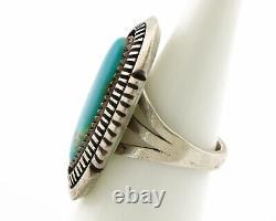 Navajo Ring. 925 Silver Nevada Turquoise Native American Artist C. 1980's