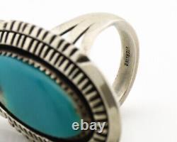 Navajo Ring. 925 Silver Nevada Turquoise Native American Artist C. 1980's