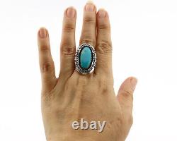 Navajo Ring. 925 Silver Nevada Turquoise Native American Artist C. 1980's