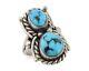 Navajo Ring 925 Silver Sleeping Beauty Turquoise Native American Artist C. 80's