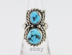 Navajo Ring 925 Silver Sleeping Beauty Turquoise Native American Artist C. 80's