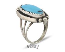 Navajo Ring 925 Silver Sleeping Beauty Turquoise Native American C. 80's