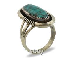 Navajo Ring. 925 Silver Spiderweb Turquoise Native American Artist C. 1980's