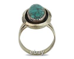 Navajo Ring. 925 Silver Spiderweb Turquoise Native American Artist C. 1980's