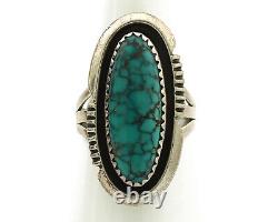 Navajo Ring. 925 Silver Spiderweb Turquoise Native American Artist C. 1980's