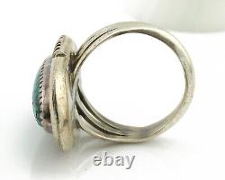 Navajo Ring. 925 Silver Spiderweb Turquoise Native American Artist C. 1980's