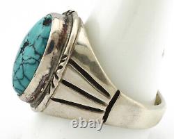 Navajo Ring. 925 Silver Spiderweb Turquoise Native American Artist C. 80's