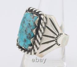 Navajo Ring 925 Silver Turquoise Native American Artist C. 80's