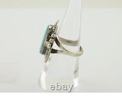 Navajo Ring 925 Silver Turquoise Native American Artist C. 80's