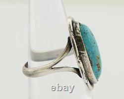 Navajo Ring 925 Silver Turquoise Native American Artist C. 80's