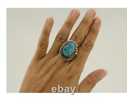 Navajo Ring 925 Silver Turquoise Native American Artist C. 80's