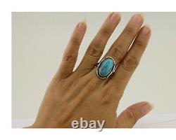 Navajo Ring 925 Silver Turquoise Native American Artist C. 80's