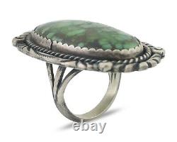 Navajo Ring 925 Silver Varascite Native American Artist C. 80's