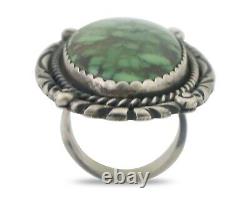 Navajo Ring 925 Silver Varascite Native American Artist C. 80's