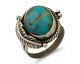 Navajo Ring 925 Sterling Silver Blue Turquoise Native American Artist C. 80's