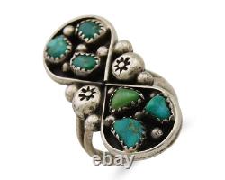 Navajo Ring 925 Sterling Silver Blue Turquoise Native American Artist C. 80's