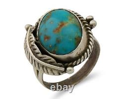 Navajo Ring 925 Sterling Silver Blue Turquoise Native American Artist C. 80's