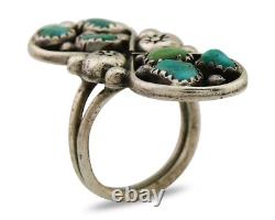 Navajo Ring 925 Sterling Silver Blue Turquoise Native American Artist C. 80's