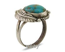 Navajo Ring 925 Sterling Silver Blue Turquoise Native American Artist C. 80's