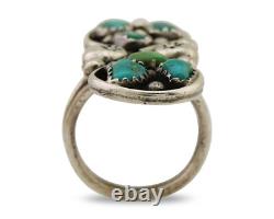 Navajo Ring 925 Sterling Silver Blue Turquoise Native American Artist C. 80's